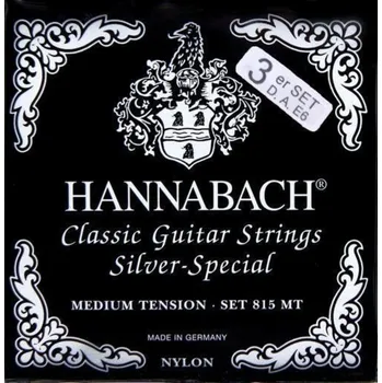 Struna pro kytaru a smyčcový nástroj Hannabach Struny pro klasickou kytaru série 815 Medium tension Silver special3-bas 8157MT 5813