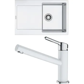 Granitový dřez Set Franke G192 (dřez MRG 611 Bílá-led + baterie FC 3054.094 ORBIT Chrom/Bílá-led) 114.0650.611