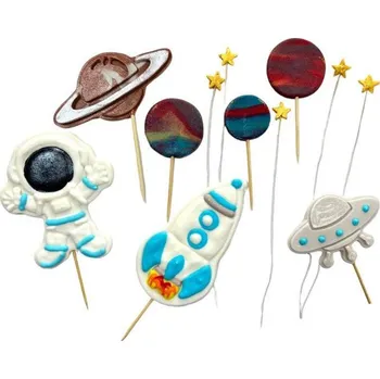 Jedlá dekorace na dort K Decor Cukrová figurka zápich vesmír