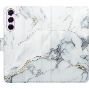 Pouzdro na mobilní telefon Flipové pouzdro iSaprio - SilverMarble 15 - Samsung Galaxy A55 5G