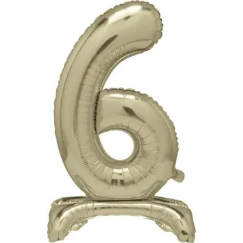 Balónek Balónek fóliový číslo 6 zlaté stojící 70 cm 13236