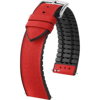 Řemínek na hodinky Řemínek Hirsch Arne - červený - 20 mm - L – Standardní délka (doporučujeme) - 18 mm - Stříbrná + 5 let záruka a dárek ZDARMA