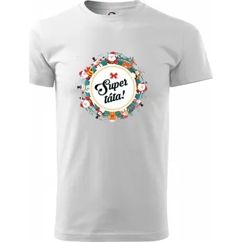 Pánské tričko Vánoce - Super táta - Klasické pánské triko vyšší gramáže - M ( Bílá )