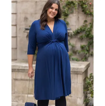 Těhotenské šaty Seraphine Elegantní těhotenské šaty Joelle modré 3/4 rukáv + SIZE Velikost: 3XL