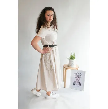 Dámské šaty Šaty s kr. rukávem 9896 Itálie barva: béžová, velikost: L/XL