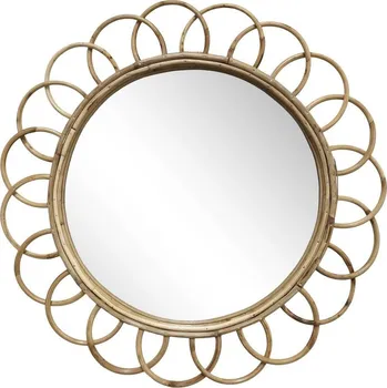 Zrcadlo Nástěnné kulaté zrcadlo s ratanovým rámem Deddo - 59*2,5 cm