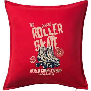 Polštář Roller Skate - Polštář 50x50 - 50x50 - Včetně výplně ( Červená )