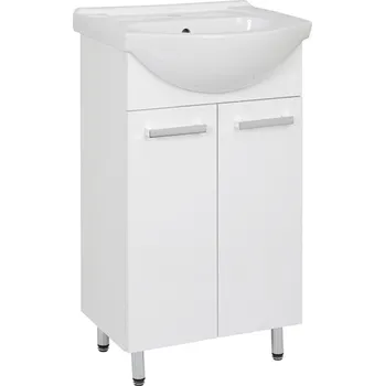 Koupelnový nábytek A - Interiéry Skříňka s umyvadlem Laka 50 bílá lesk/bílá, nožky, 51x85x42,5