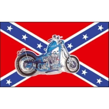 Vlajka A.B. Vlajka konfederace (jižanská) s motorkou Chopper 90x150cm č.79