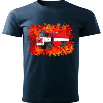 Chlapecké tričko tričko pro hasiče Hasičské auto 815 navy modré 110 (dětské hasičské tričko )