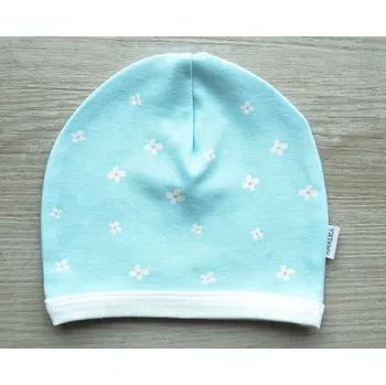 Kojenecké oblečení AMÁLKA Bavlněná, tyrkysová čepička saporka, malé květinky Velikost: 62-68