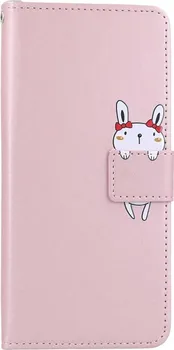Pouzdro na mobilní telefon TopQ Knížkové pouzdro pro Xiaomi Redmi Note 12 růžové s králíčkem