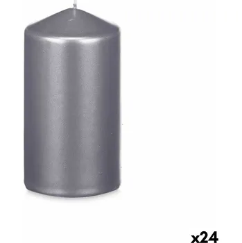 Svíčka Acorde Sada svíček Stříbrná (7 x 13 x 7 cm) (24 ks)