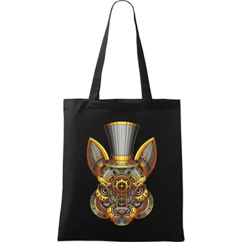 Steampunk králík - Taška bavlněná - 42 x 38 cm ( Černá )
