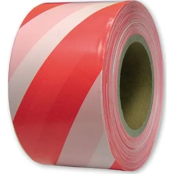 Výstražná páska VYTYČOVACÍ VÝSTRAŽNÁ PÁSKA bílo-červená, nelepicí 80 mm × 250 m