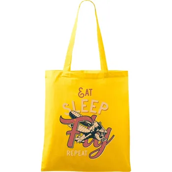 Eat Sleep Fly Repeat letadlo - Taška bavlněná - 42 x 38 cm ( Žlutá )