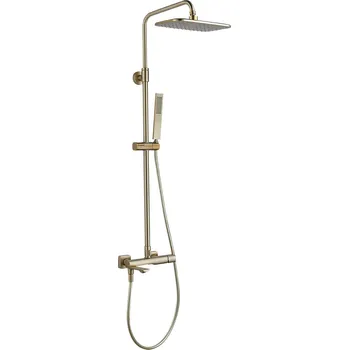 Vodovodní baterie Laveo Tores, nástěnná sprchová souprava s otočnou vanovou výlevkou, zlatá matná, LAV-PLT_G0KB