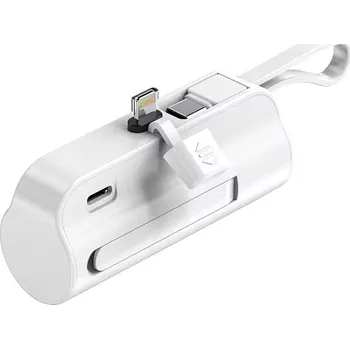 Powerbanka 2v1 mini cestovní powerbanka 5000mAh lightning a usb-c 22,5W se stojánkem Barva: Bílá