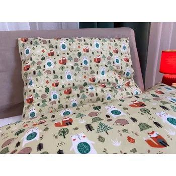 Povlečení Dětské povlečení bavlna zvířátka na žluto-zelené/les - 140x200 + 50x70 cm