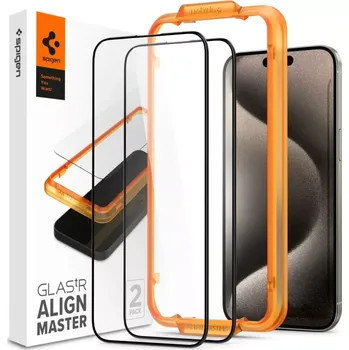 Telefonní příslušenství Tvrzené sklo Spigen GLAStR Align Master FullCover 2-Pack iPhone 15 Pro Max