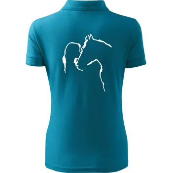 Kůň a já silueta - Polokošile dámská Pique Polo - S ( Tmavý tyrkys )