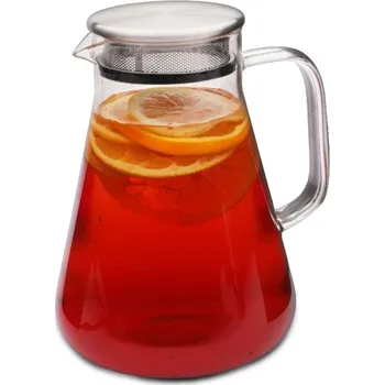 Konvice na čaj Konvička z borosilikátového skla s filtrem ve víčku, 1,2 l - WEIS (Konvice na čaj s integrovaným filtrem ve víku, nerez / borosilikátové sklo, 1200ml - WEIS)