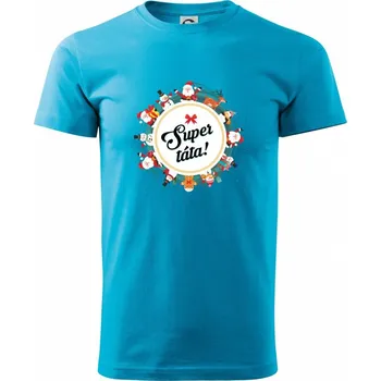 Pánské tričko Vánoce - Super táta - Klasické pánské triko vyšší gramáže - XS ( Světlý tyrkys )