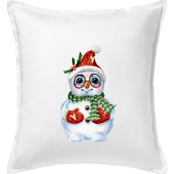 Polštář Sněhulák kreslený s brýlemi - Polštář 50x50 - 50x50 - Pouze potah ( Bílá )