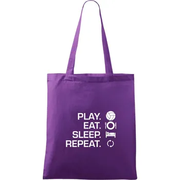 Play Eat Sleep Repeat volejbal - Taška bavlněná - 42 x 38 cm ( Fialová )