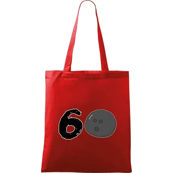 Bowling kulaté narozeniny 60 - Taška bavlněná - 42 x 38 cm ( Červená )