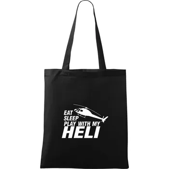 Eat Sleep Play With My Heli - Taška bavlněná - 42 x 38 cm ( Černá )
