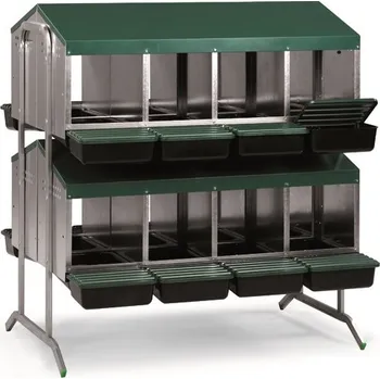 Baterie kukaní pro slepice 16-místná GAUN s plastovým víkem 4 kukaně ve 2 patrech dvojitě
