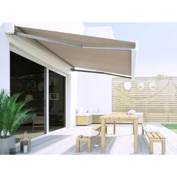 Mirtex Tkanina TENDA SOLE CARIBE 210/022 Béžová Ecru šíře 160cm