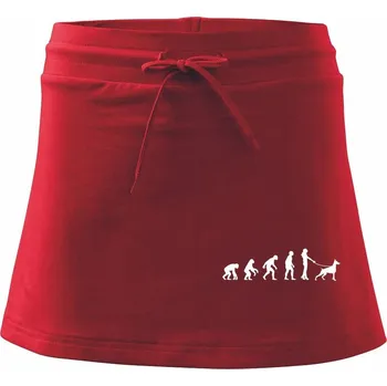 Dámská sukně Evoluce pes dobrman (muž-žena) - Sportovní sukně - two in one - XS ( Červená )