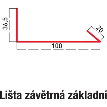 Lišta závětrná základní BRAVO Barva: RAL 3009 - Terakota (červenohnědá), Velikost: 1 metr