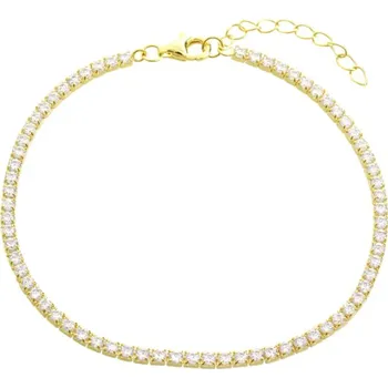 Náušnice Pozlacený stříbrný náramek štras jednoduchý s čirými kubickými zirkony Krystal