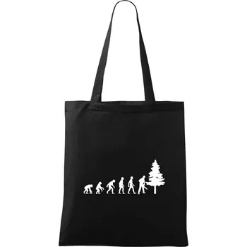 Nákupní taška Evoluce dřevorubec - pila a strom - Taška bavlněná - 42 x 38 cm ( Černá )