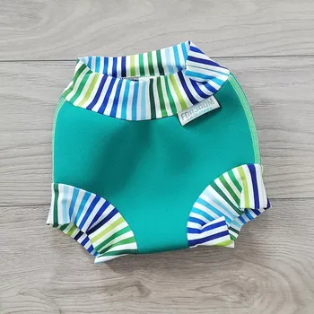 Kojenecké plavky Swim nappy kojenecké neoprenové plavky - Mint green s proužky L