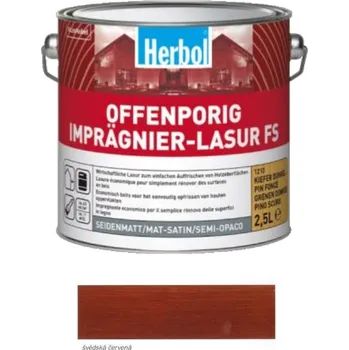 Lak na dřevo Herbol lazura Offenporig Imprägnier-Lasur FS - švédská červená Velikost balení:: 2,5 l + Dárek: Míchátko na barvu ZDARMA
