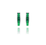 2571 MINET Třpytivé stříbrné náušnice s velkými zelenými zirkony