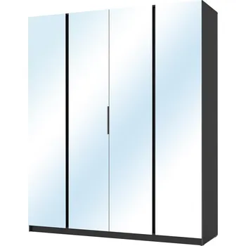 Šatní skříň Šatní skříň KAJA 4LU | 200 cm | se zrcadly | VYSOKÁ | černá