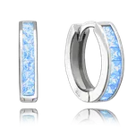 2569 MINET Třpytivé stříbrné náušnice s velkými světle modrými zirkony