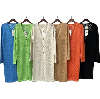 Dámský svetr Kardigan dlouhý úpletový 096 Itálie barva: zelená