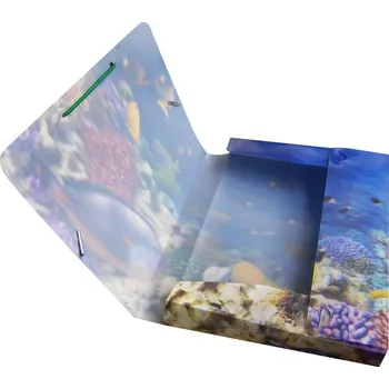 desky na sešit Krabice na sešity s gumou A5,motiv akvarium,3D efekt