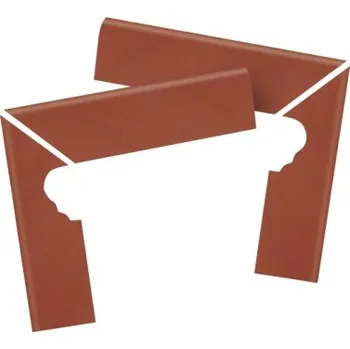 Dlažba Ströher Keraplatte Terra 215/9006 patrician red, schodový sokl pravý, cihlová, délka ramene 29 cm