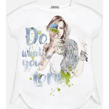 Oblečení a móda Triko MAYORAL bílé LOVE - 8 let (128)