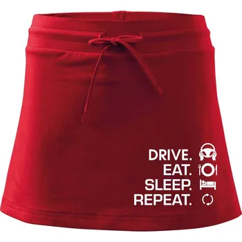 Dámská sukně Drive eat sleep repeat - Sportovní sukně - two in one - S ( Červená )