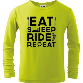 Chlapecké tričko Eat sleep ride moto - Triko dětské Long Sleeve - 122 cm/6 let ( Limetková )