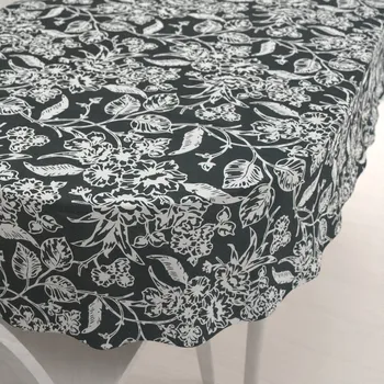 ubrus Dekorační oválný ubrus PML-105 Bílé květiny na černém 50x100 cm