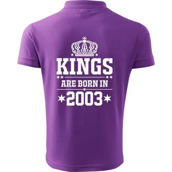 Pánská košile Kings are born in 2003 - Polokošile pánská Pique Polo 203 - 3XL ( Fialová )
